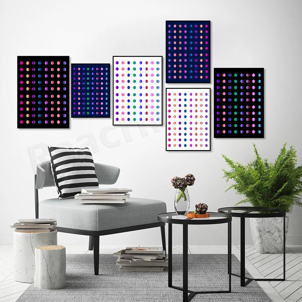 Abstract Colorful Dot Sequence Wall Art Canvas Paintings and Prints Poster for Living Room Bedroom Home Decor
