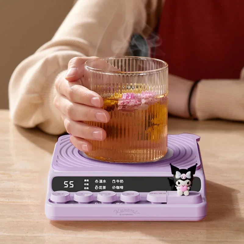 Sanrio Kuromi Warm Cup 7-level Temperature Adjustment Thermostatic Pad Mug Thermal Insulation Heating Coaster Holiday Gift