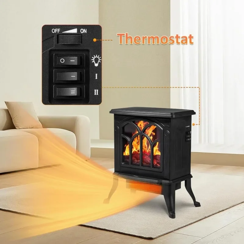 HAOYUNMA-calentador de chimenea portátil para uso en interiores, dispositivo con termostato, modo 750W/1500W