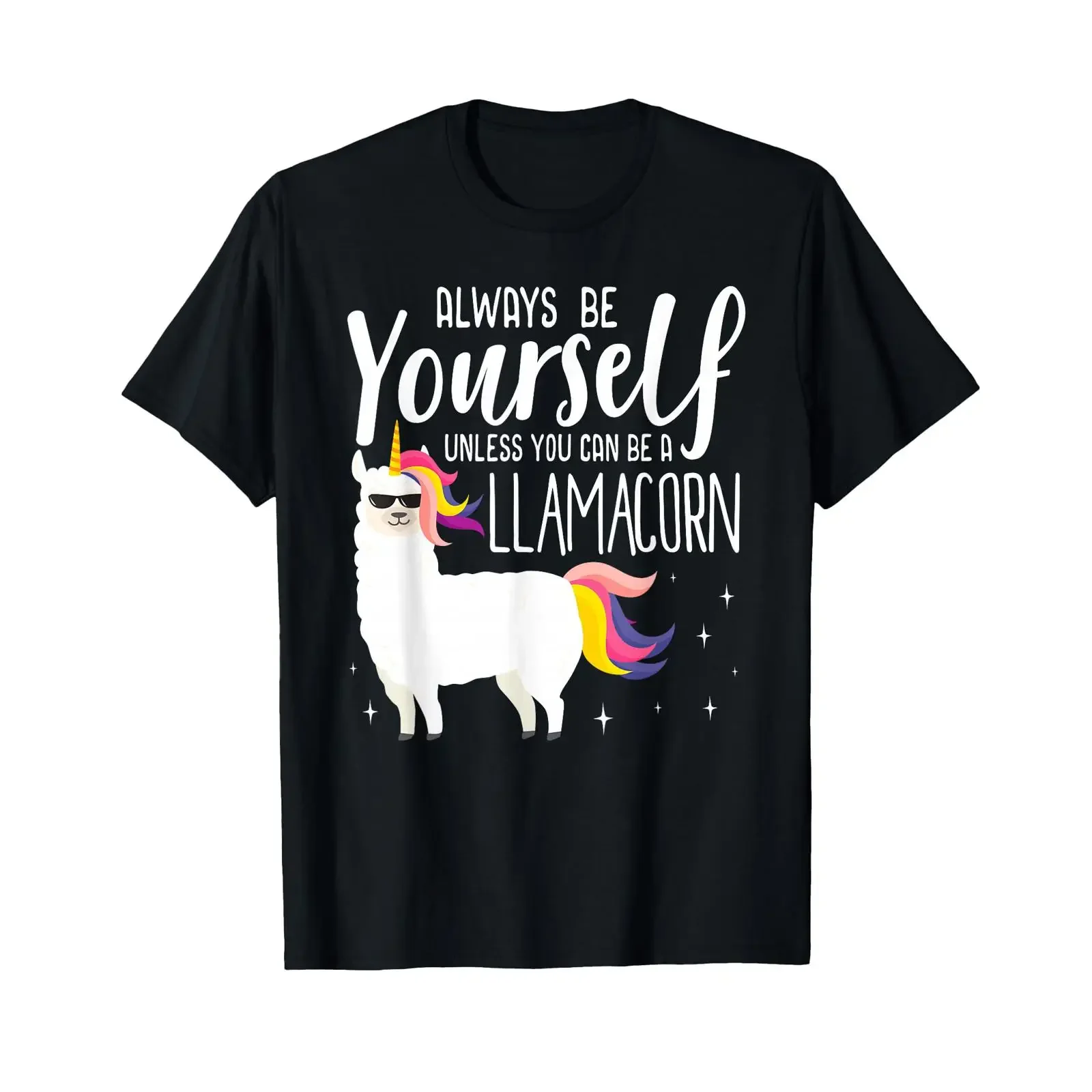 Always be a Llamacorn T-Shirt, Fantasy Magic Llama Unicorn, Vintage-Stil, gewaschenes, weiches, lässiges Oberteil für den Alltag, stilvoll