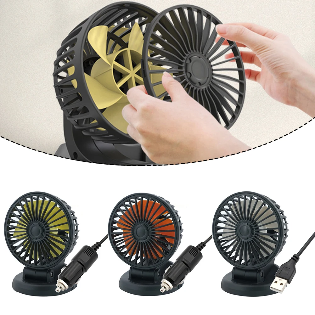 

1pc Car Electric Fan 12/24V Large Truck Car USB Interface Air Conditioning Small Fan Home Car Hair Dryer Components