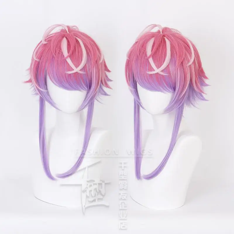 Anime Hypnosis Mic Amemura Ramuda Cosplay Wig Pink And Purple Mixed hair Heat Resistant Synthetic Halloween Party