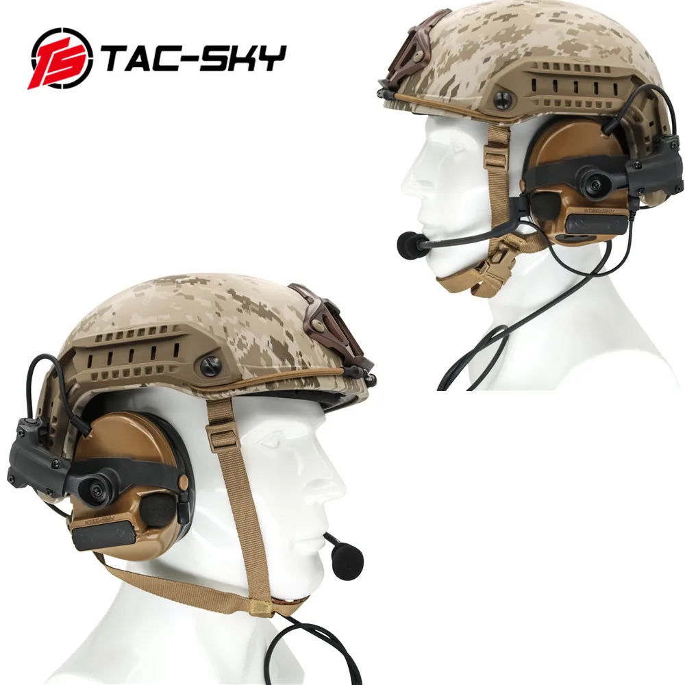 TS TAC-SKY COMTAC III Silicone Earmuffs Noise Cancelling Pickup Fast Helmet ARC Track Bracket Edition Tactical COMTAC Headphones