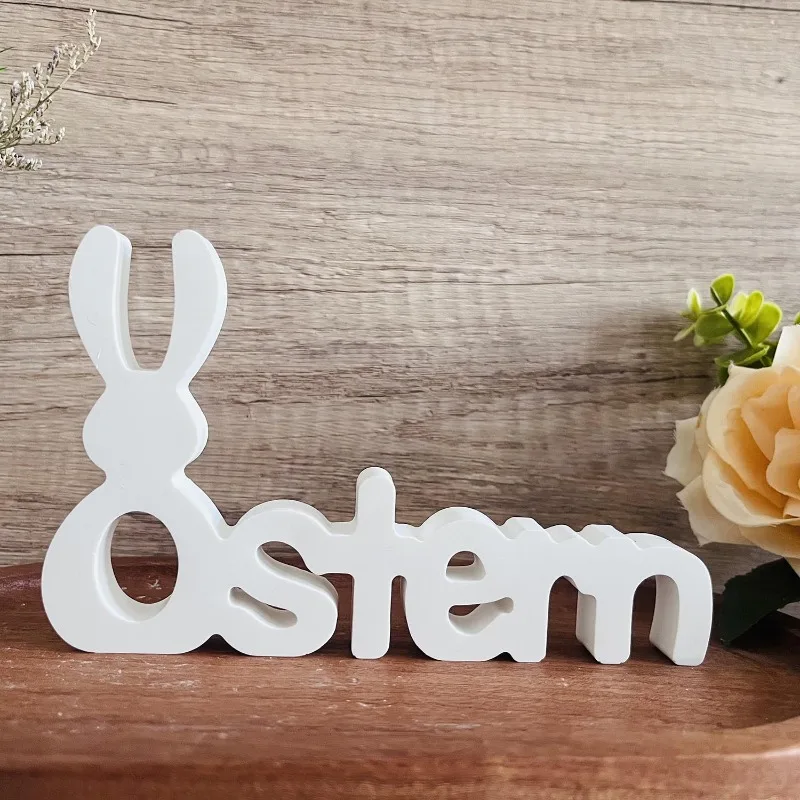 Easter Letter Silicone Ornaments Mold Ostern Rabbit Casting Mold Bunny Spring Decor Easter English Alphabet Plaster Glue Molds