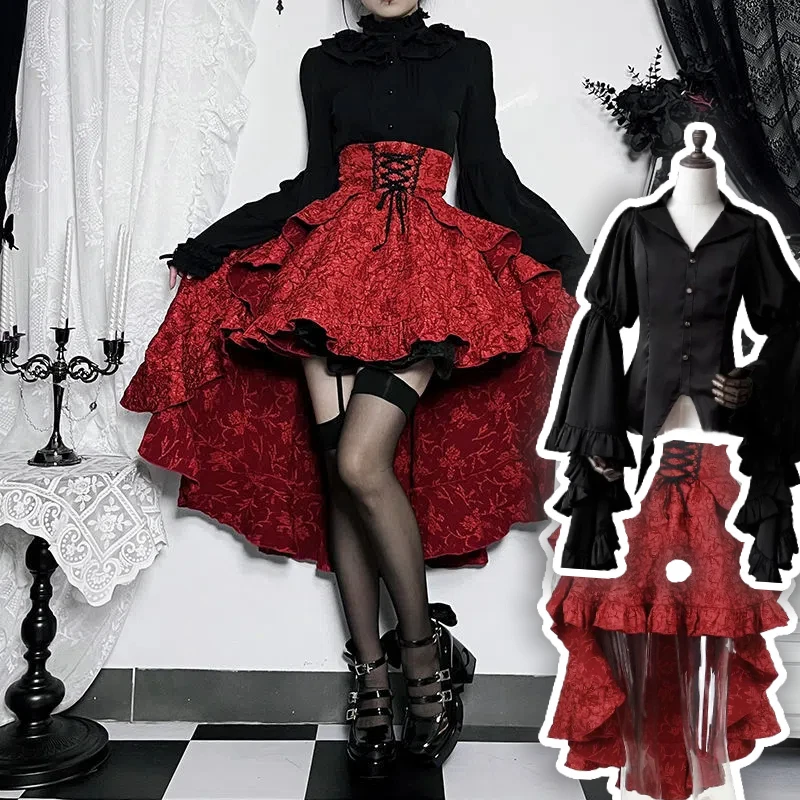 

Jirai kei Shirt JK Skirt Lolita Y2K Sweet Japanese Gothic Style Dress Uniform Retro Cosplay Role Play Outfit Theme Party