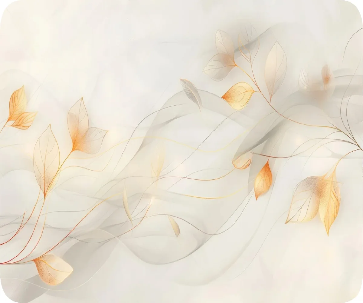 Customized Golden Leaf Smoke White Flower Art Wallpaper bedroom living room decoration painting background decoration wallpaper