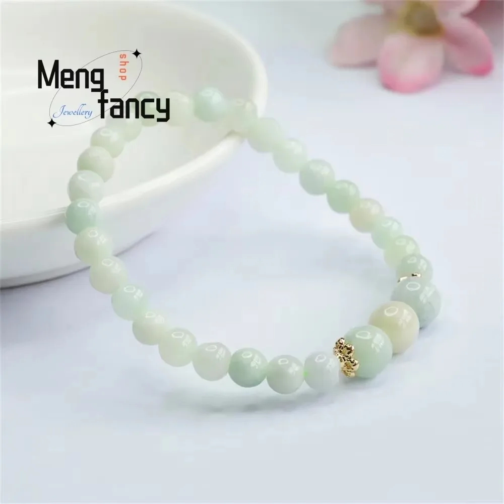 Natural A-goods Jadeite String Jade Three Lives Bracelet Exquisite Elegant Simple High-grade Luxury Quality Jewelry Holiday Gift