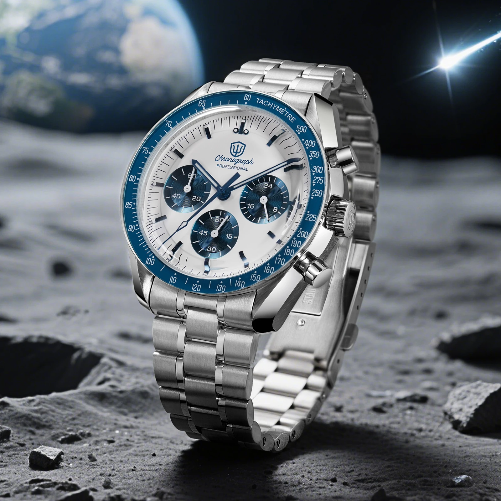 Watchdives WD1863 ساعات كوارتز ميكانيكية مساحات سوداء VK63 كرونوغراف ساعات رياضية رجل فقاعة الياقوت ساعة مقاومة للماء