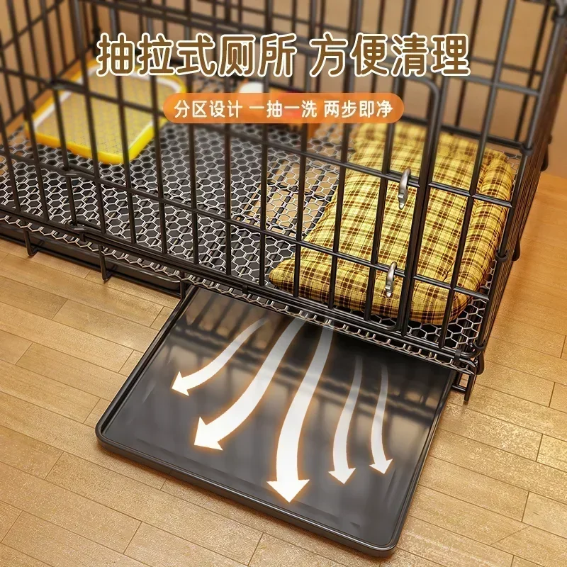 Dog Cage Small Indoor Folding with Toilet Teddy Bigbear Medium Dog Corgi Border Pet Kennel  House Kennel Pets House Pet Fence