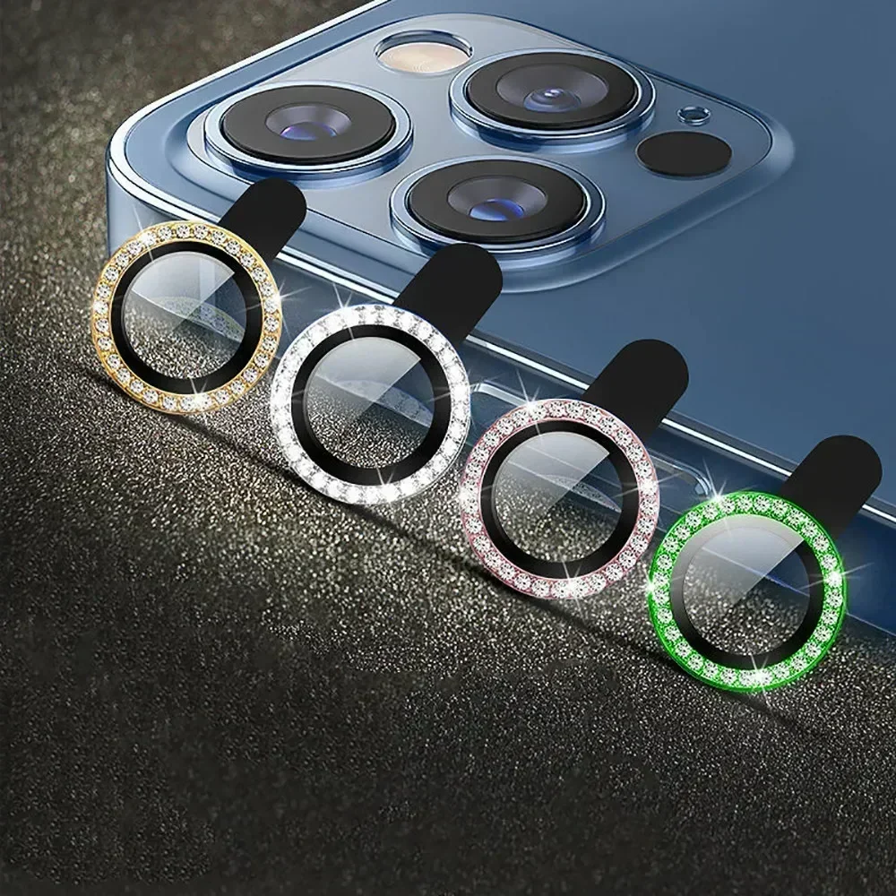 9D Rear Diamond Lens Protector For Iphone 15 Pro Max Camera Tempered Glass For Iphone 12 13 14Pro Max Ring Cover Case Film