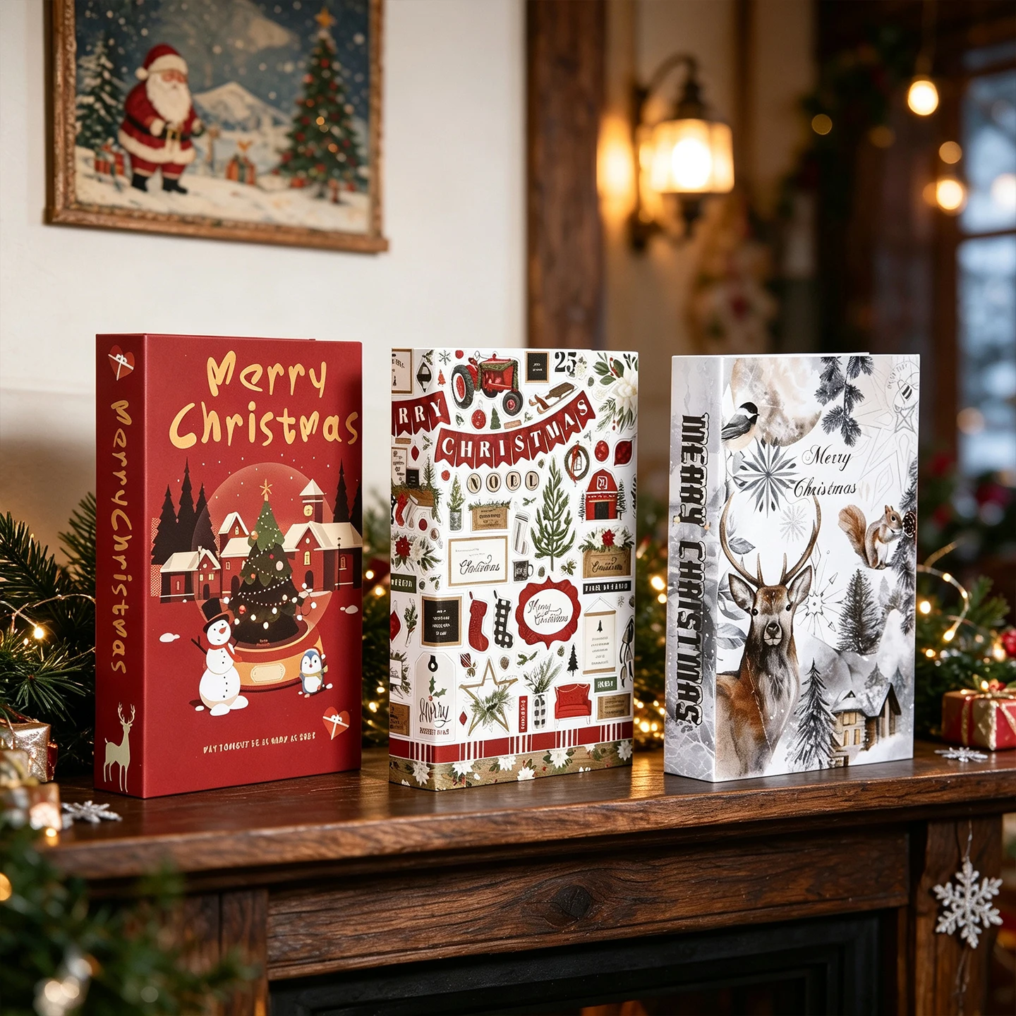 3/6/12Pcs Foldable Christma Fashion Fake Books Decoration Luxury Coffee Table Ornaments Christmas Celebration Accessories