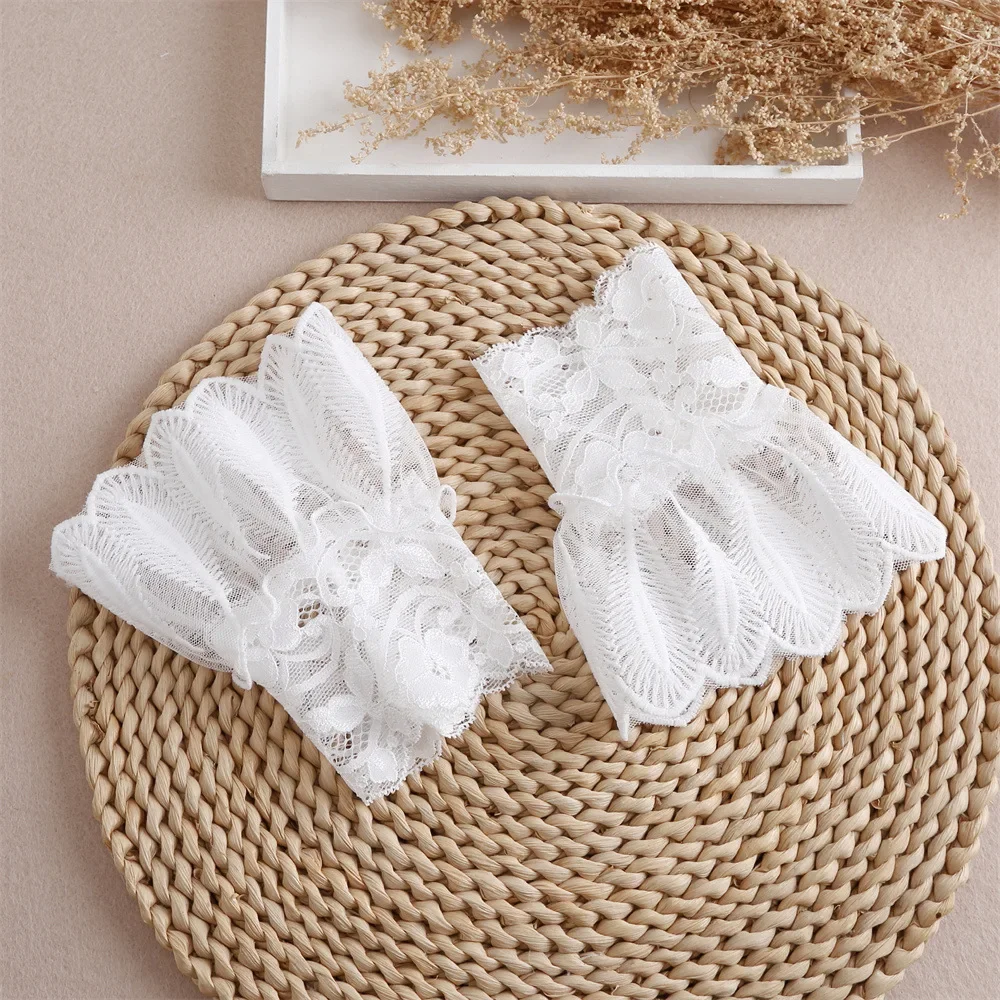 Lace Floral Embroidery Fake Sleeves Women Sweater Dethachable Cuffs Decorative Pleated Wrist False Sleeves Fake Cuff Accessory