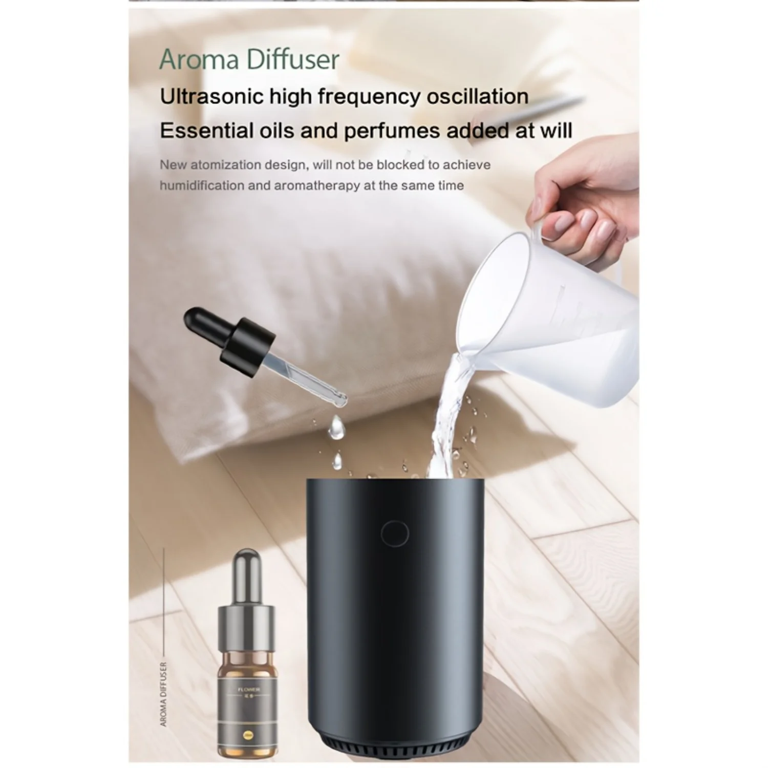 Портативный мини-увлажнитель со светодиодной подсветкой, USB-управление, тихий настольный увлажнитель — идеально подходит для спальни, путешествий, офиса — автоматическое отключение