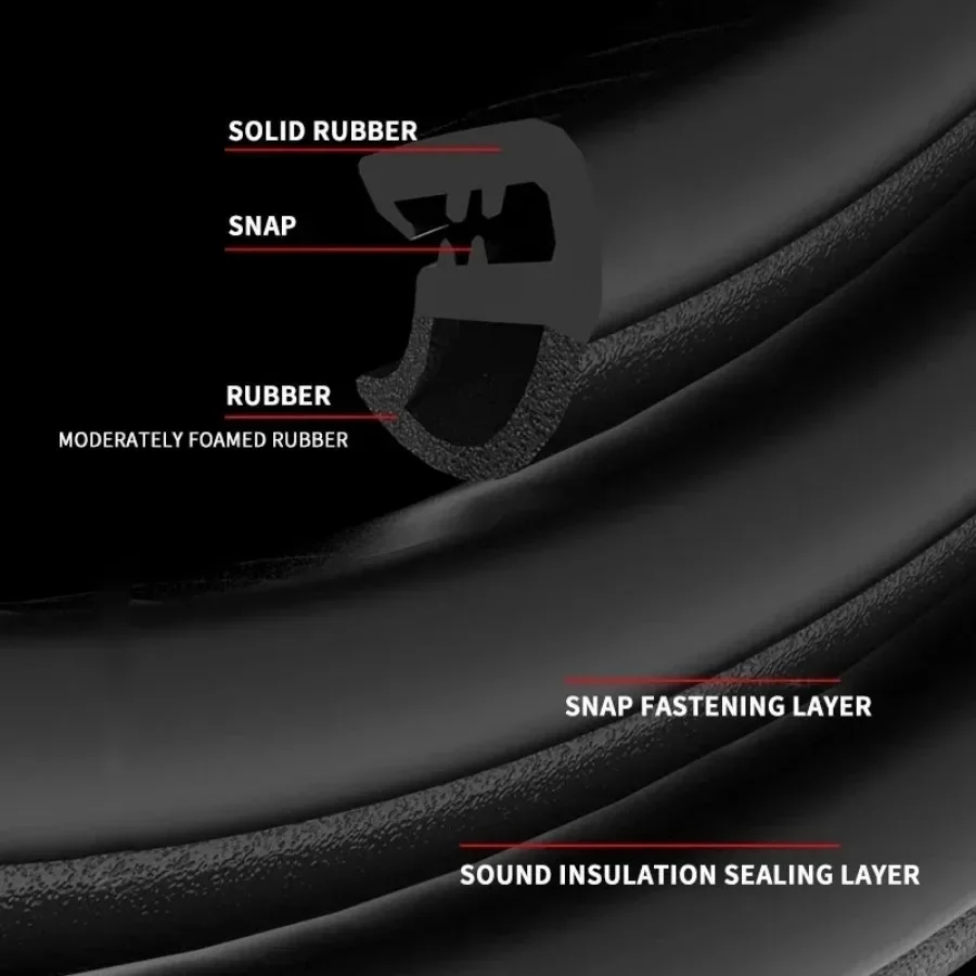 Car Door Edge Weatherstrip B Pillar Car Seal Strip Waterproof Anti-Scratch Protector Rubber Soundproof Dustproof Sealing