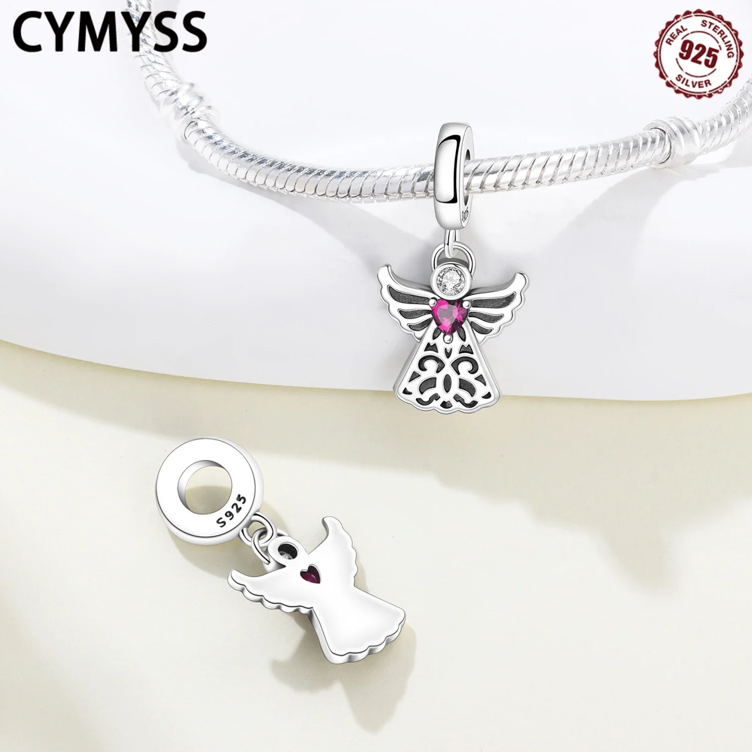 CYMYSS 2025 جديد S925 فضة الملاك قلادة غرامة مجوهرات حفلة عيد ميلاد السفر عطلة DIY بها بنفسك هدية المرأة قلادة