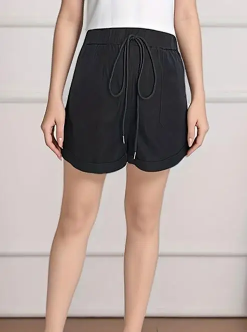 

Women's High-Waisted Cotton Woven Wide-Leg Shorts with Large Pockets And Straps Summer Casual Sports Hot Pants