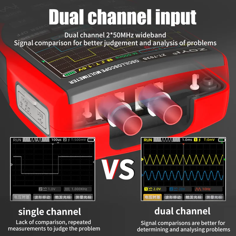 Oscilloscopio multistrumento a doppio canale ZT-703S multimetro multifunzione generatore di segnale tre in uno ad alta precisione