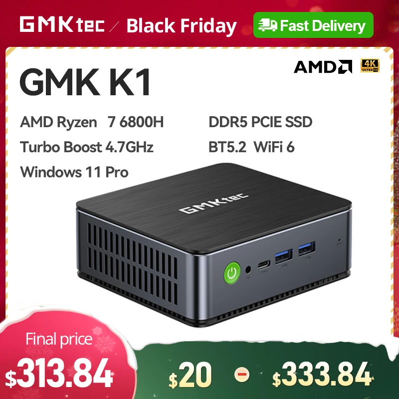 

GMKtec K1 Mini Pc AMD Ryzen 7 6800H DDR5 Windows 11 Pro 16GB 512GB/1TB 32GB 1TB BT5.2 WiFi6 Desktop Gaming Computer Pc gamer