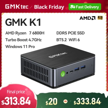 GMKtec 데스크탑 게임용 컴퓨터 PC 게이머 미니 PC, PC 게이머, K1, AMD Ryzen 7, 6800H, DDR5, 윈도우 11 프로, 16GB, 512GB, 1TB, 32GB, 1TB, BT5.2, WiFi6 