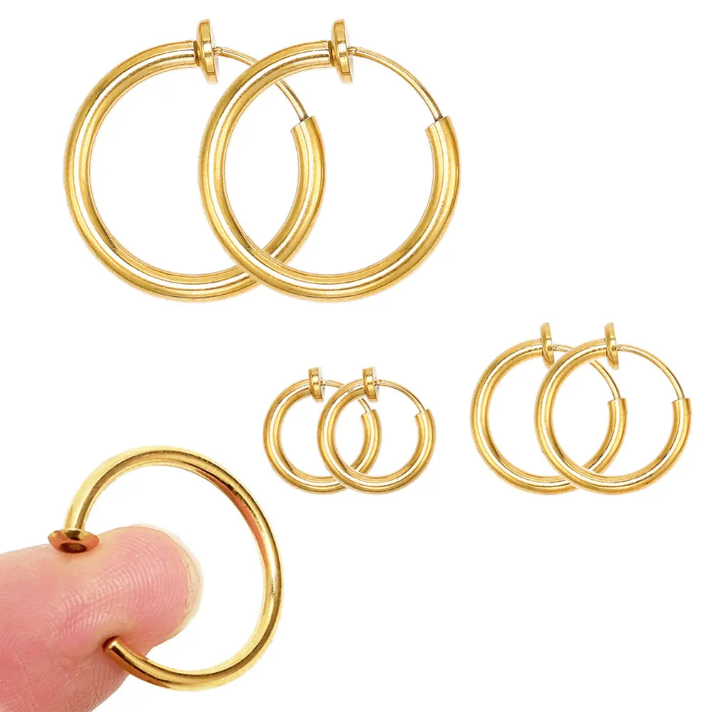 5Pairs Stainless Steel Without Ear Holes Clip Hoops Without Drilling Earring for Clip Earring Without Piercing Jewelry Making