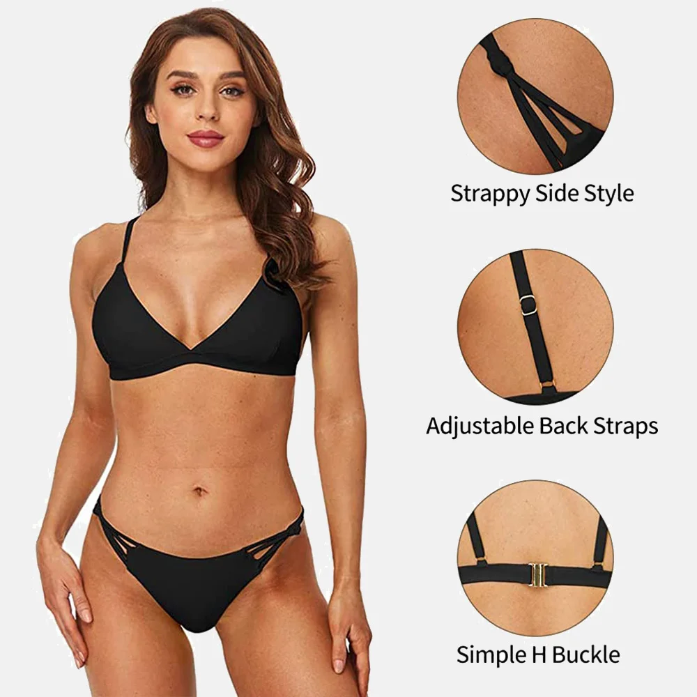 Anfilia damska Sexy V Neck trójkątne Bikini stroje kąpielowe wysokie cięcie String strój kąpielowy dwuczęściowy strój kąpielowy купалник женский