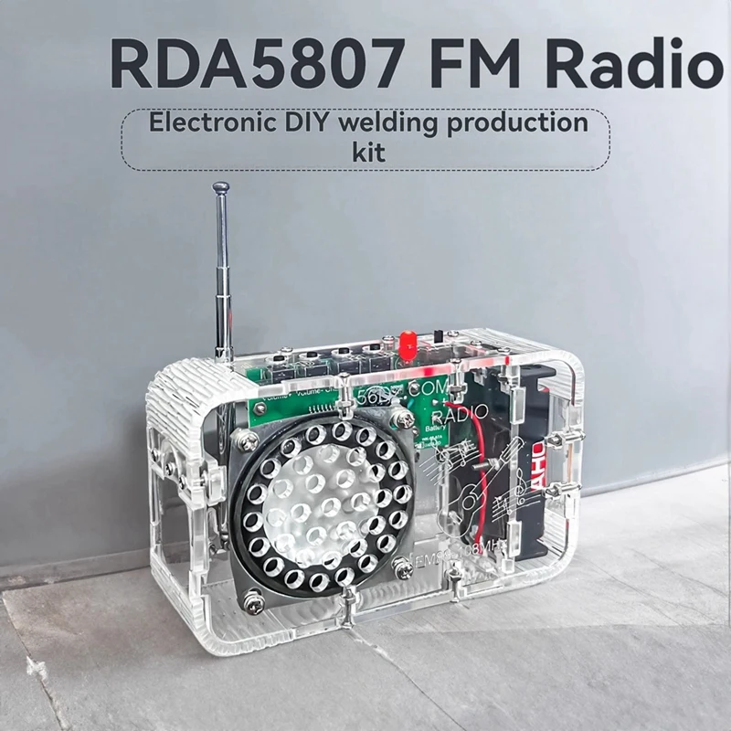 ABDJ-DIY FM Radio Kit 50-108Mhz Adjustable IC RDA5807 Soldering Practice Kit Anti-Interference Dual Channel Amplifier