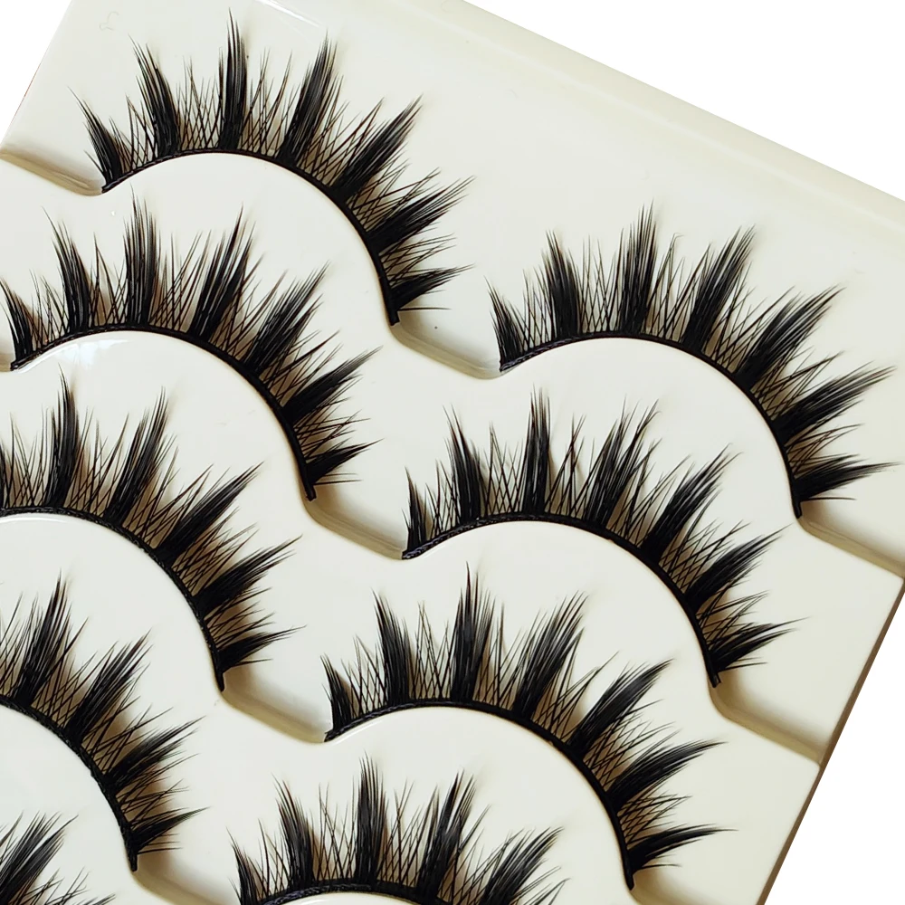 5 Pairs/set Natural Thick False Eyelashes Cosplay Little Devil Eye Lashes Long Fluffy Smoky Cat Eye Eyelash Makeup Cosmetics