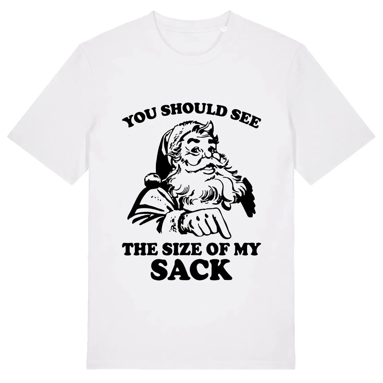 You Should See The Size of my Sack T Shirt Secret Santa Xmas Christmas vintage Washed designer clothes Breathable Soft fashion