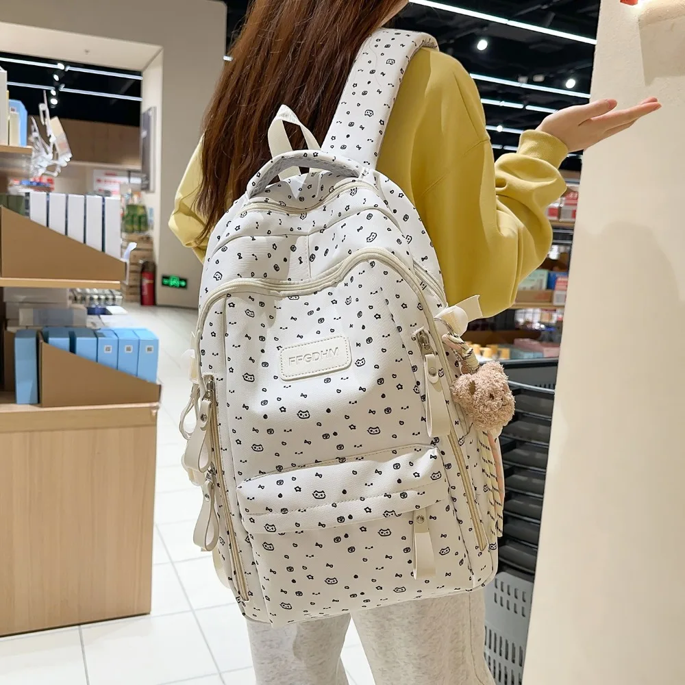 

New Small Fresh Primary and Secondary Student Schoolbag Female Student Mori Large Capacity Double Backpack Multi-function
