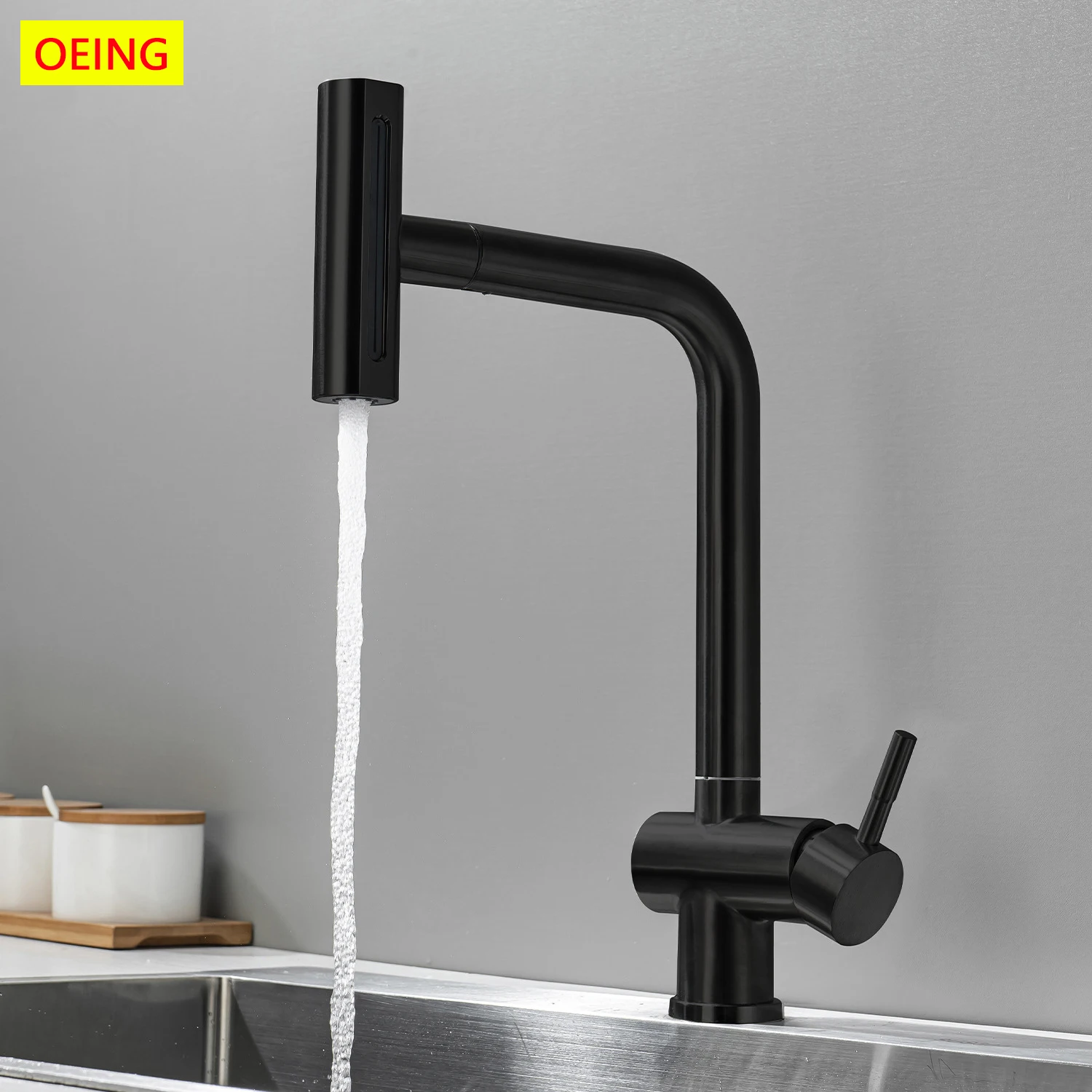 Wodospad czarny kran kuchenny może ciągnąć 4 sposoby metody wylotu wody zimna i ciepła może obracać