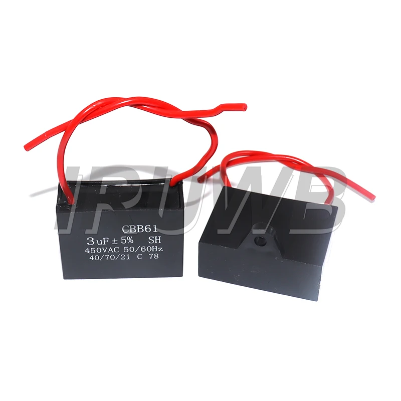 CBB61 Fan Capacitor 450V Ceiling Fan Motor Run Rectangle Capacitor CBB 61 1UF 1.2UF 1.5UF 2UF 2.5UF 3UF 4UF 5UF 6UF 10UF