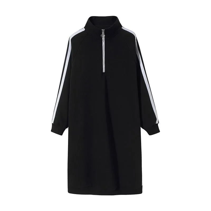 140 Kg Loose Fallow Long Sleeve Can Be Worn Outside Thin Zipper Dresses Comfort Zipper Autumn Long Style Nightdress Fat Girl