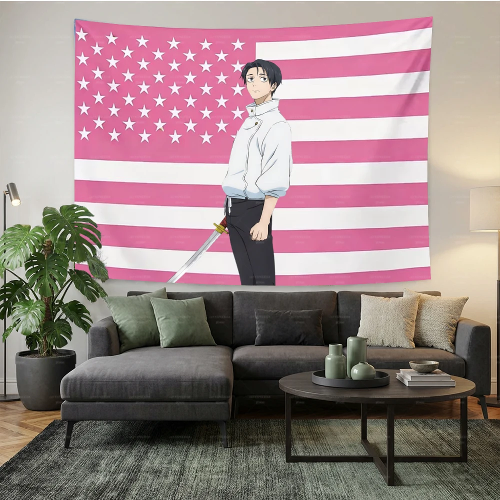 JJK Yuta Okkotsu Pink American Flag Tapestry - Anime Wall Hanging for Bedroom, Living Room & Dorm, JJK Fan Home Decor GiftJJK Yu