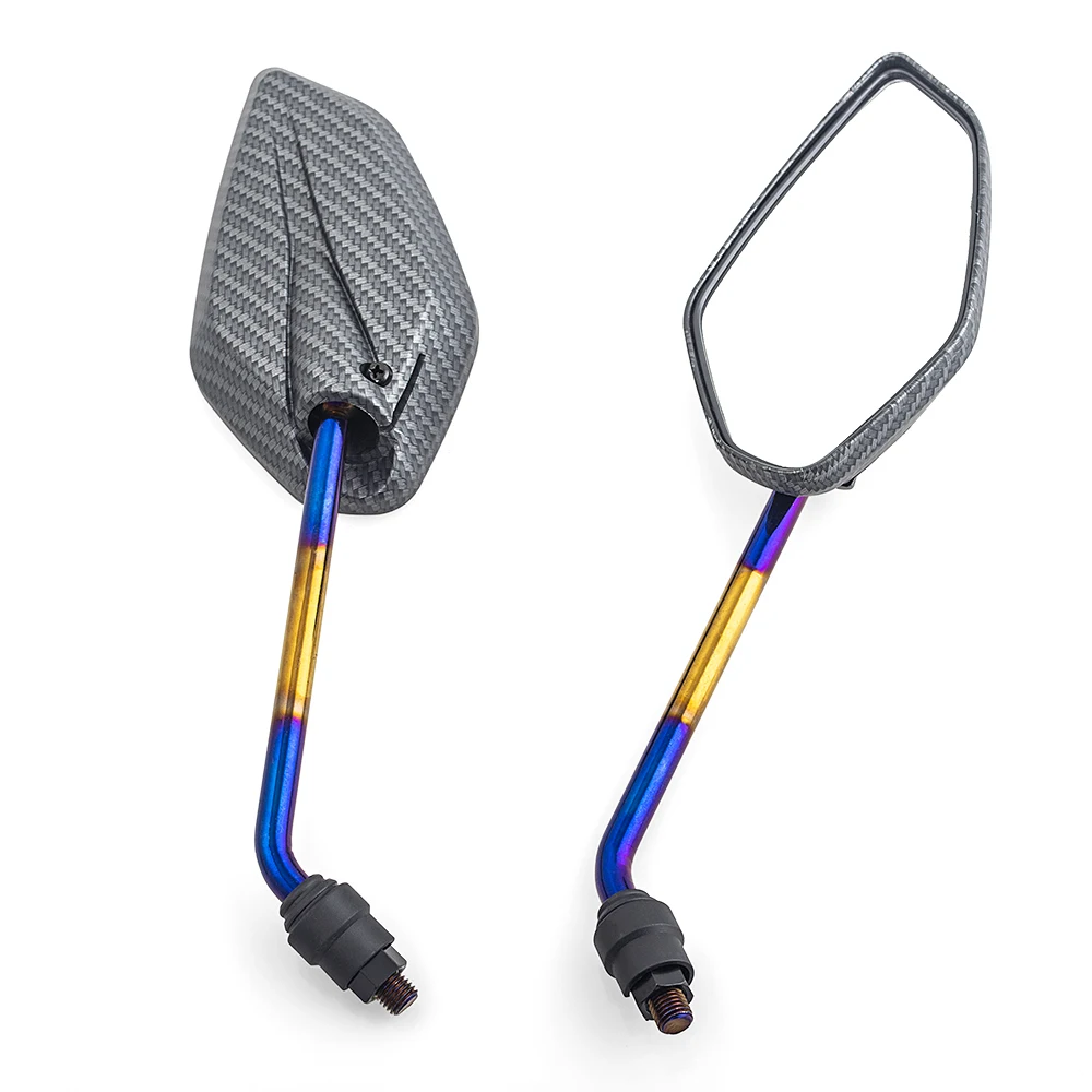 Uniwersalne lusterka boczne 10 mm do motocykli, skuterów i rowerów szosowych, pasujące do Honda, Suzuki, Kawasaki, Yamaha, nowe.