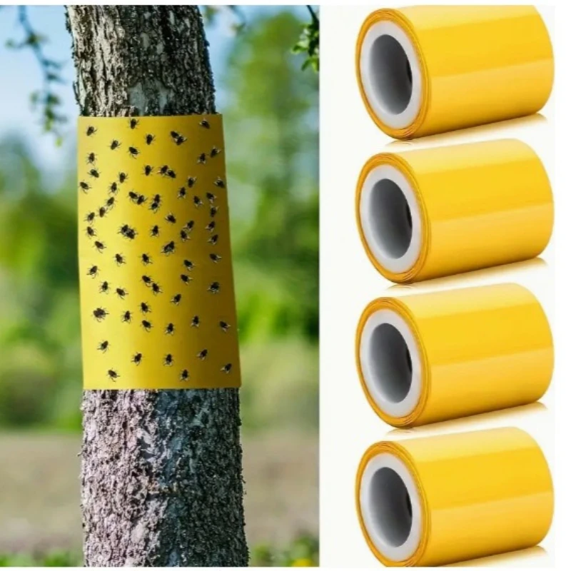 Yellow double-sided insect proof tape, outdoor garden insect traps in orchards, to prevent insects, ants and moths from climbing