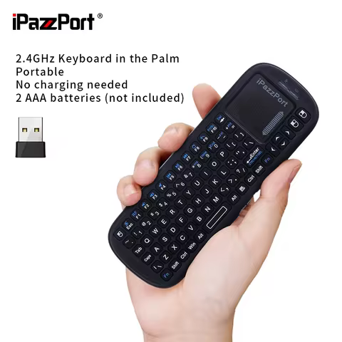 iPazzPort 2.4G Mini Wireless Keyboard with Touchpad Mouse Combo, Handheld Portable for tablet/laptop/notebook/ Android TV Box/PC
