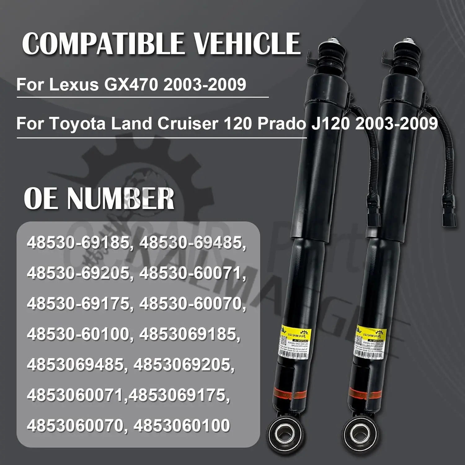 4pcs Front Rear Shock Absorbers for Toyota Land Cruiser Prado 120 / Lexus GX470 02-09 Adjustable Damper 48510-69195 4853069485