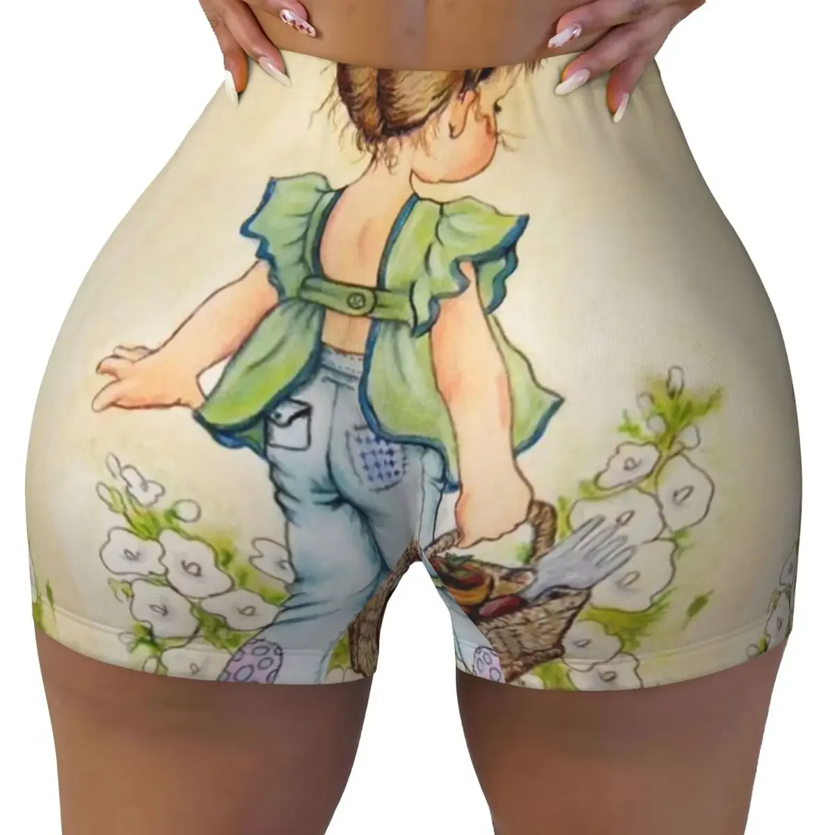 カスタムサラケイガール漫画アニメーションランニングバレーボールワークアウトショーツ女性用ジムアスレチックヨガショーツ