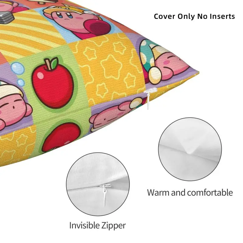 Custom Fashion Kirbys Video Game Cushion Cover 40x40cm Velvet Cartoom Anime Throw Pillow Case for Sofa Car Square Pillowcase view 3