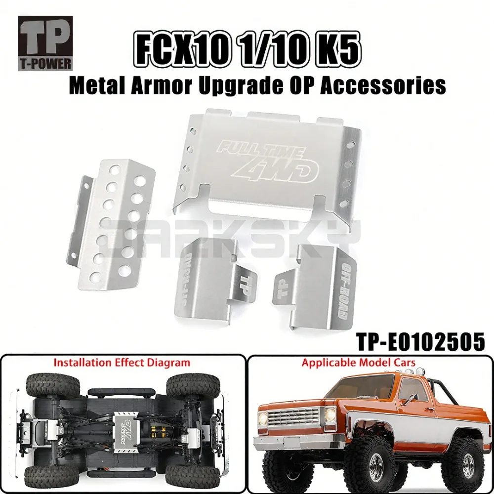 

TP Protective Plate Metal Armor Chassis Armor for FMS FCX10 1/10 K5 Modification Upgrade Op Accessories TP-E0102505