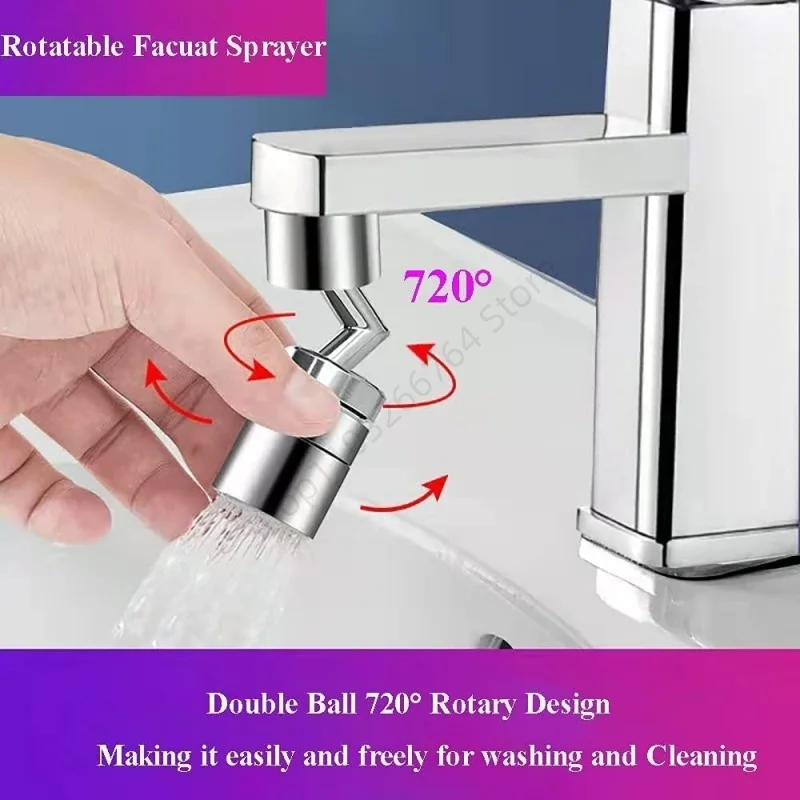720°Universal Faucet Kitchen Bathroom Pressurized Extension Foaming Faucet Dishwashing Wash Face Rinsing Splash Proof Head