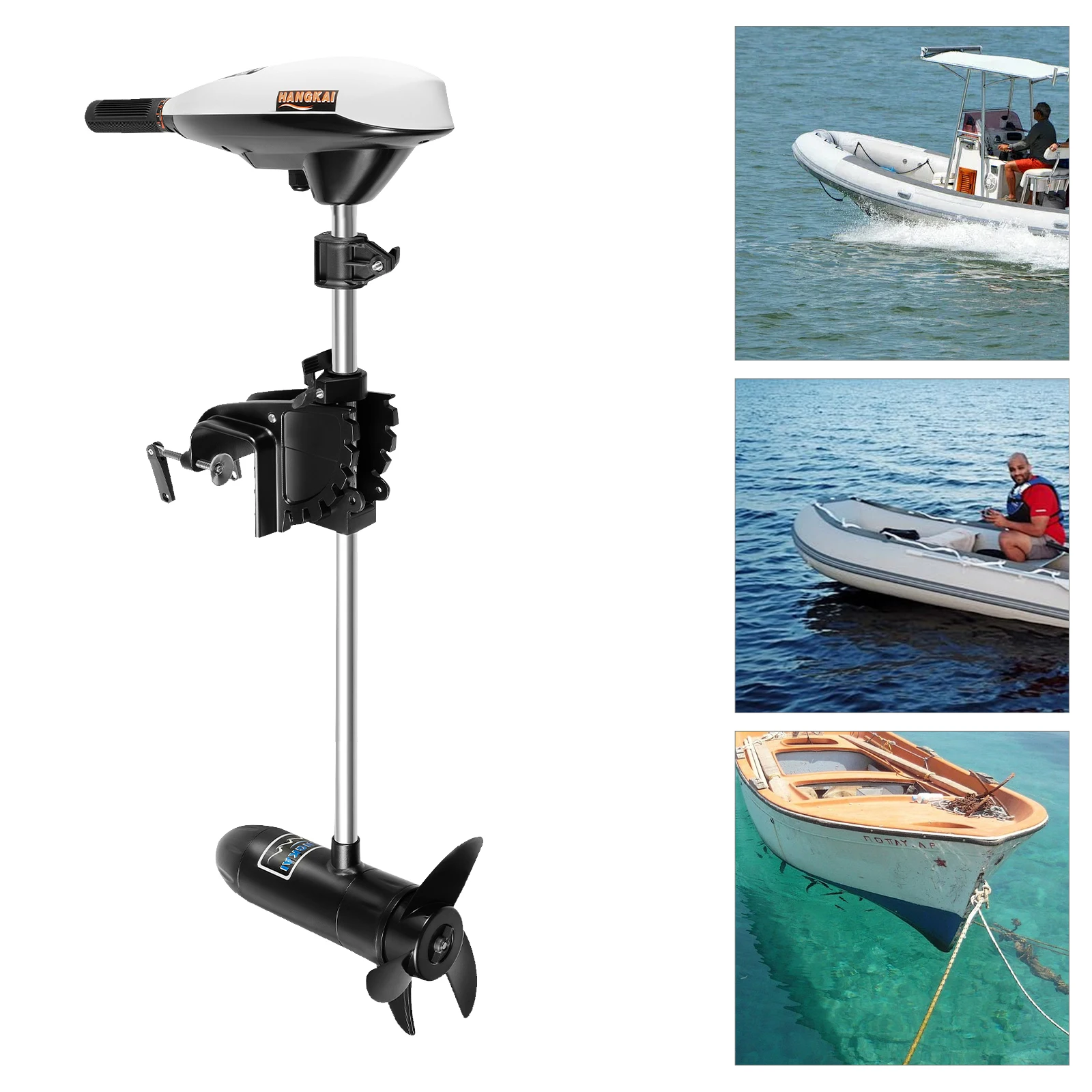 660W Elektrischer Außenbordmotor, Kajakmotor 66LBS Schubkraft F5-R2 Gänge Einstellbarer Winkel Teleskopgriff für 6,6-13,1 Fuß Kleine Boote