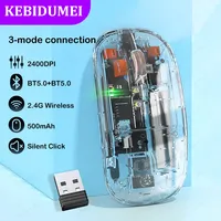 Dual Bluetooth 5.0 Mouse 2.4G Wireless Mouse Tri-Mode Transparent Mouse 2400DPI Silent Mouse 500mAh Rechargeable Mice for Laptop