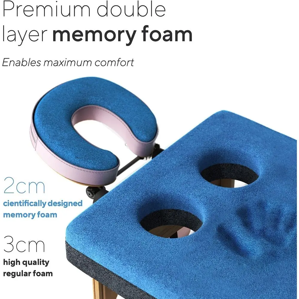 Portable Memory Foam Massage Table with Customizable Breast Cutouts and Travel Bag - Easy Assembly & Folding Design