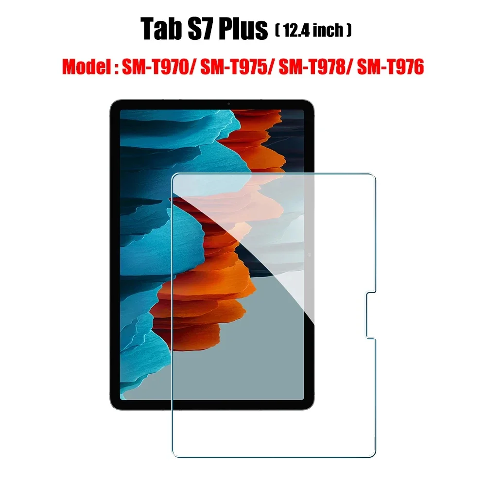 2 ชิ้นสําหรับ Samsung Galaxy Tab S7plus 12.4 นิ้วป้องกันฟิล์มป้องกันรอยขีดข่วนกระจกนิรภัย HD ป้องกันหน้าจอ