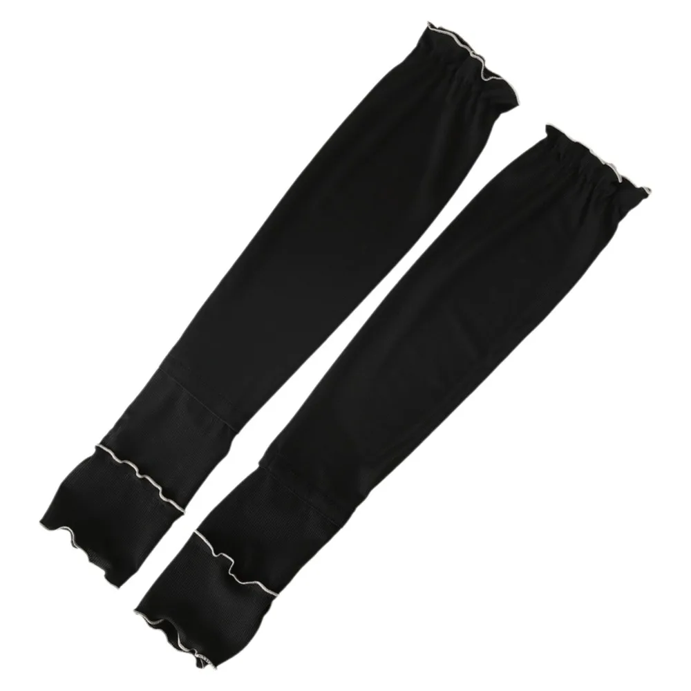 Fashion Ruffles Ice Silk Arm Sleeves Solid Color Flared Sunscreen Arm Sleeves Cooling UV Protection Cycling Arm Cover Girl