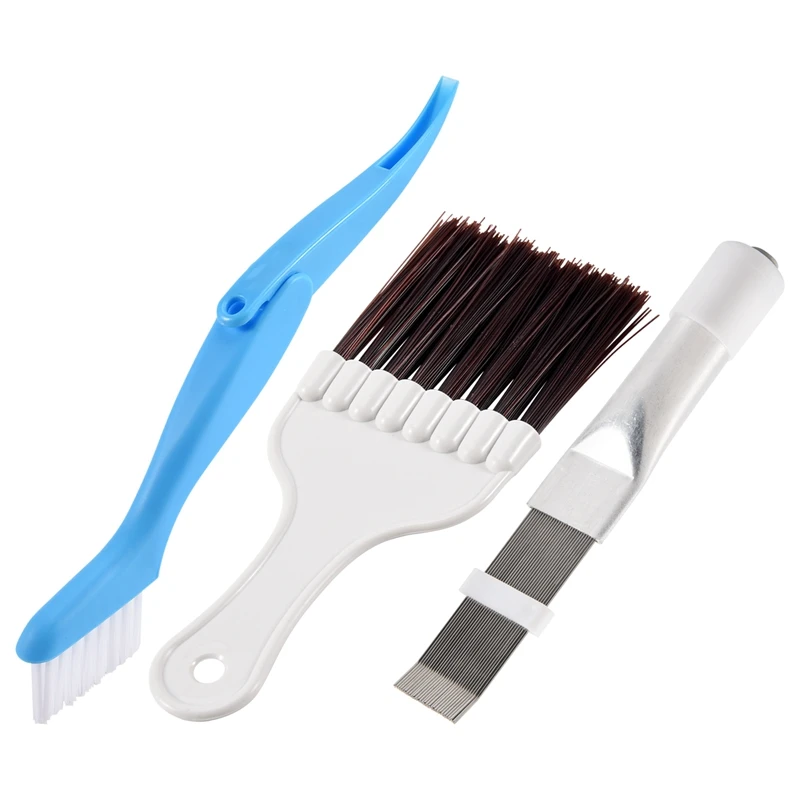 3Pcs Air Conditioner Manual Cleaning Tool Stainless Steel Fin Comb Radiator Air Conditioner Condenser Cleaning Brush