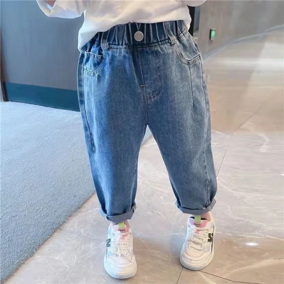 Spring and Autumn Men's and Women's Clothing Jeans Baby Western Style Children's Personality Trend Korean Edition