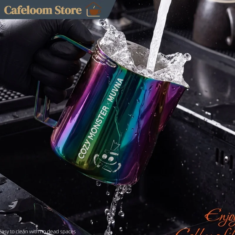 Muvna Cozy Monster Milk Frothing Pitcher Coffee Latte Pitcher Stainless Steel Milk Frothing Cup For Barista Coffee Making
