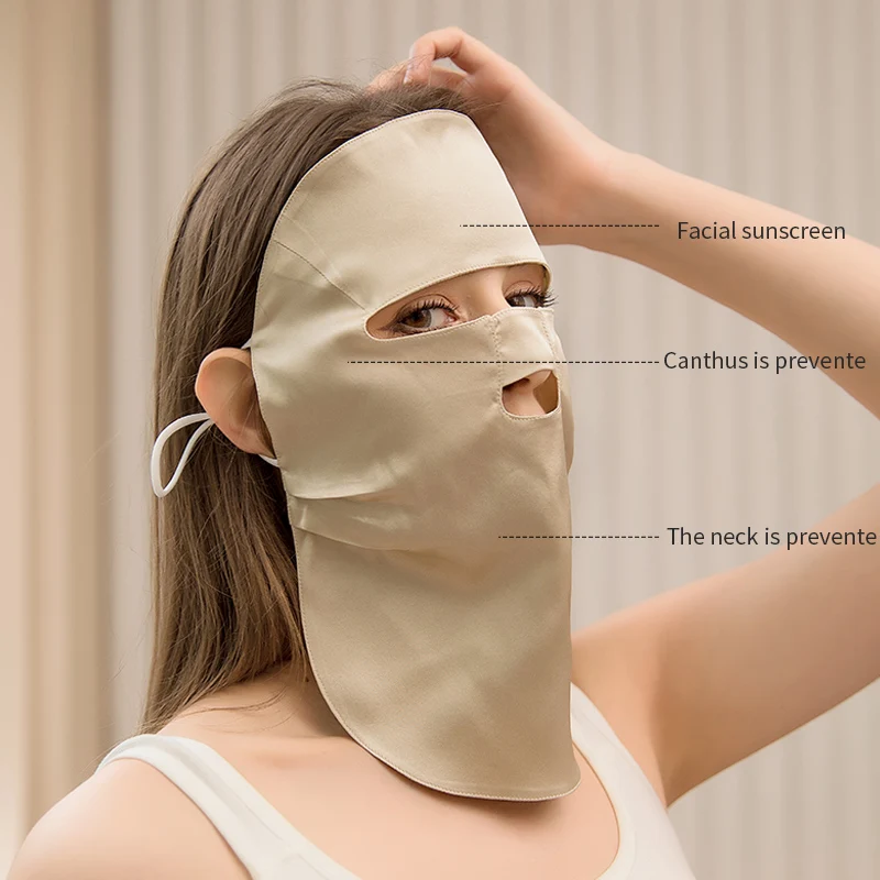 

Silk neck protection sunscreen mask full face UV protection summer thin veil eye corner sunscreen mask female